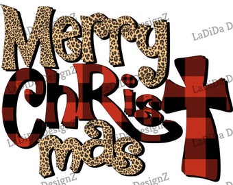 Merry Christ Mas Plaid Leopard Sublimation Transfers Merry ChrisTmas
