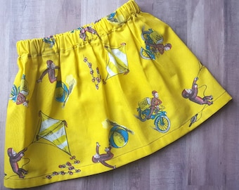 Curious George Skirt, Curious George flys a kite, Birthday outfit, twirl skirt