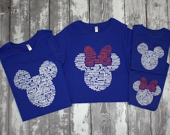 Disney Family Shirts Mickey and Minnie Head Ears His and Hers Matching Disney Custom Family Vacation Shirts T-Shirts Can Be Personalized