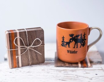 Set of 4 Maple, Walnut and Padouk Coasters