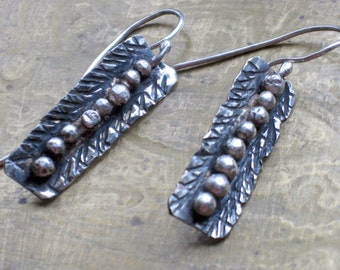 Hammered Silver Earrings, Earrings Handmade, Sterling Silver Earrings, Dangle Earrings, Everyday Earrings, Long Earrings, Oxidized Earrings