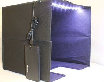 Photography Light Box (Black) with LED Lights and Portable Battery Pack, Photography Accessories, Macro Photography, Product Photography