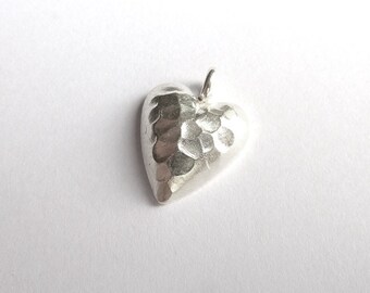 Heart pendant hammered 925 silver P035G