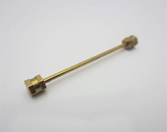 Vintage Mens Shirt Collar Bar Stay Screw Fit Hexagon Barbel End Gold Tone Metal Circa 1950s Suit Shirt Accessory New Old Stock