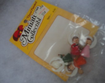 Vintage Unopened Miniature Collectible Angels, Angels, Miniature, Miniature Angels, Made in Hong Kong, Plastic Angels, Christmas Crafts