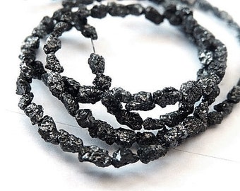 DIAMOND Gemstone Beads, Raw, Rough, Long BLACK Diamond Nuggets, Precious Gemstones. Your Choice (7dia).
