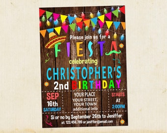 Fiesta Invitation, Fiesta Birthday Invitation, Fiesta Party Invitation, Self Editable PDF file, Instant Download, Girl or Boy Invitation