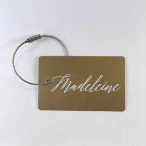 Luggage Tag - FREE SHIPPING, Gold and White Personalized Luggage Tag, Custom Luggage Tag, Personalized Bag Tag, Travel Gift, Bride Gift