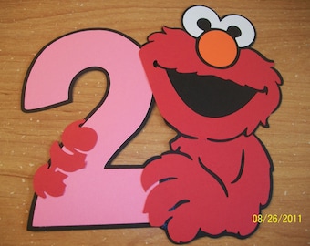 Elmo holding a number 2 (in your color choices) die cut- set of 6