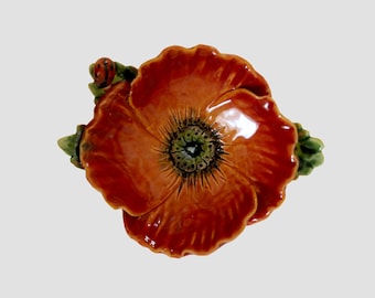 Ceramic poppy tea light , hand made