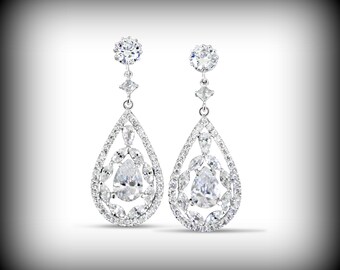 Crystal Chandelier Bridal Earrings Rose Gold, Wedding Jewelry for Brides, Bridal Chandelier Earrings, Wedding Earrings