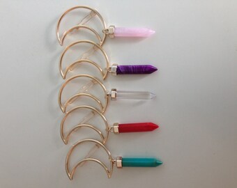 Gold moon hair clip barrette