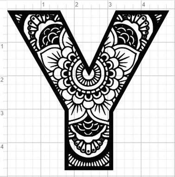 Download Mandala Alphabet Letter Y Design SVG PDF Eps Dxf & Studio 3