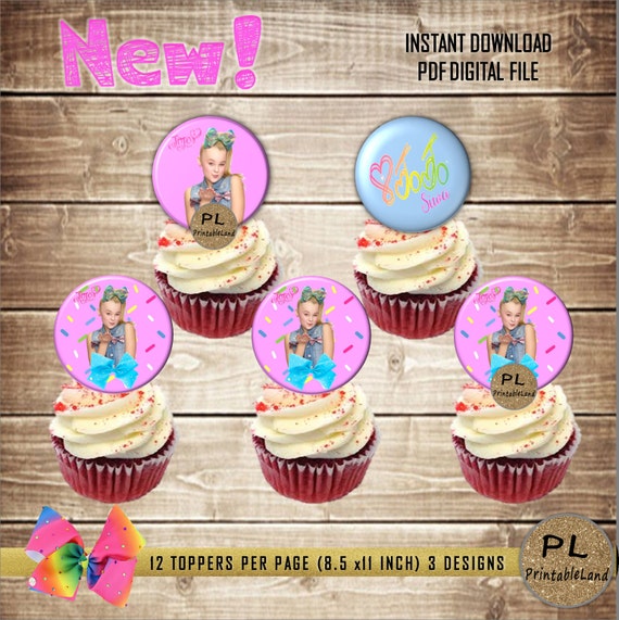 Jojo Siwa Inspired Cupcake Topper Birthday Party Birthday