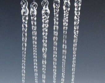 Icicle Ornaments-12 Handmade Glass-Icicle-Christmas Ornaments-Ornament-icicles-Glass-Handblown Ornament-Ornament-Christmas Tree Ornaments