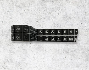Black -The Periodic Table of Elements Washi Tape - Chemistry Stationary Planner Tape - Science Washi Tape