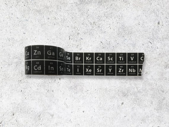 black the periodic table of elements washi tape chemistry