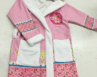 Children's Personalisable Bathrobes set with bag 1-6 yrs- Pink ,White
