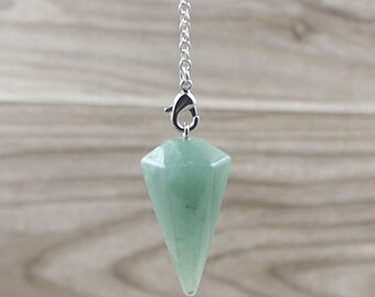 Aventurine Point Pendulum Pendant -- Natural Stone Healing Crystal Point Pendant with Silver Plated bail Wholesale 1,3,5,10,50,100