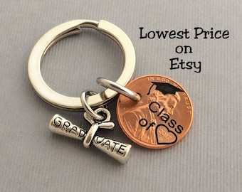 Class of 2017 - Graduation Gift - Class of - Gift for Her - Stamped Penny - Son Gift For - Graduate - Gift for Him - Graduation Keychain