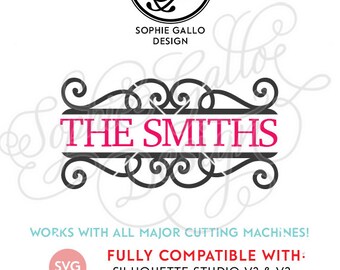 Split Flourish Scroll Monogram SVG DXF PNG digital download files Silhouette Cricut vector graphics Vinyl Cutting Machines, Screen Printing