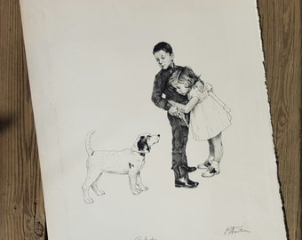 Lithograph after the 'Protection' of Norman Rockwell artwork
