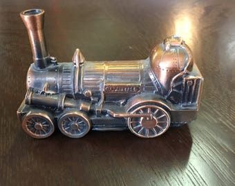 1974 Banthrico Copper Toned Train Coin Bank