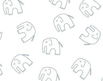 Cotton fabric kids babies American - Windham Fabric designer Lotta Jansdotter - blue Elephants on white - by