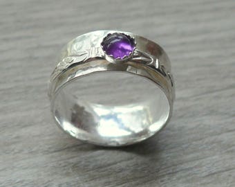 Silver amethyst ring anxiety jewelry kinetic ring silver spinning ring sterling silver ring fidget spinner ring
