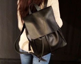 Black backpack classic backpack leather backpack work backpack laptop backpack tablet backpack woman backpack big backpack study backpack