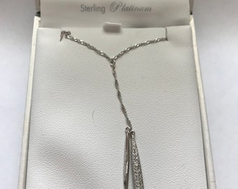 ESTATE Platinum over Sterling Silver CRISLU Y necklace