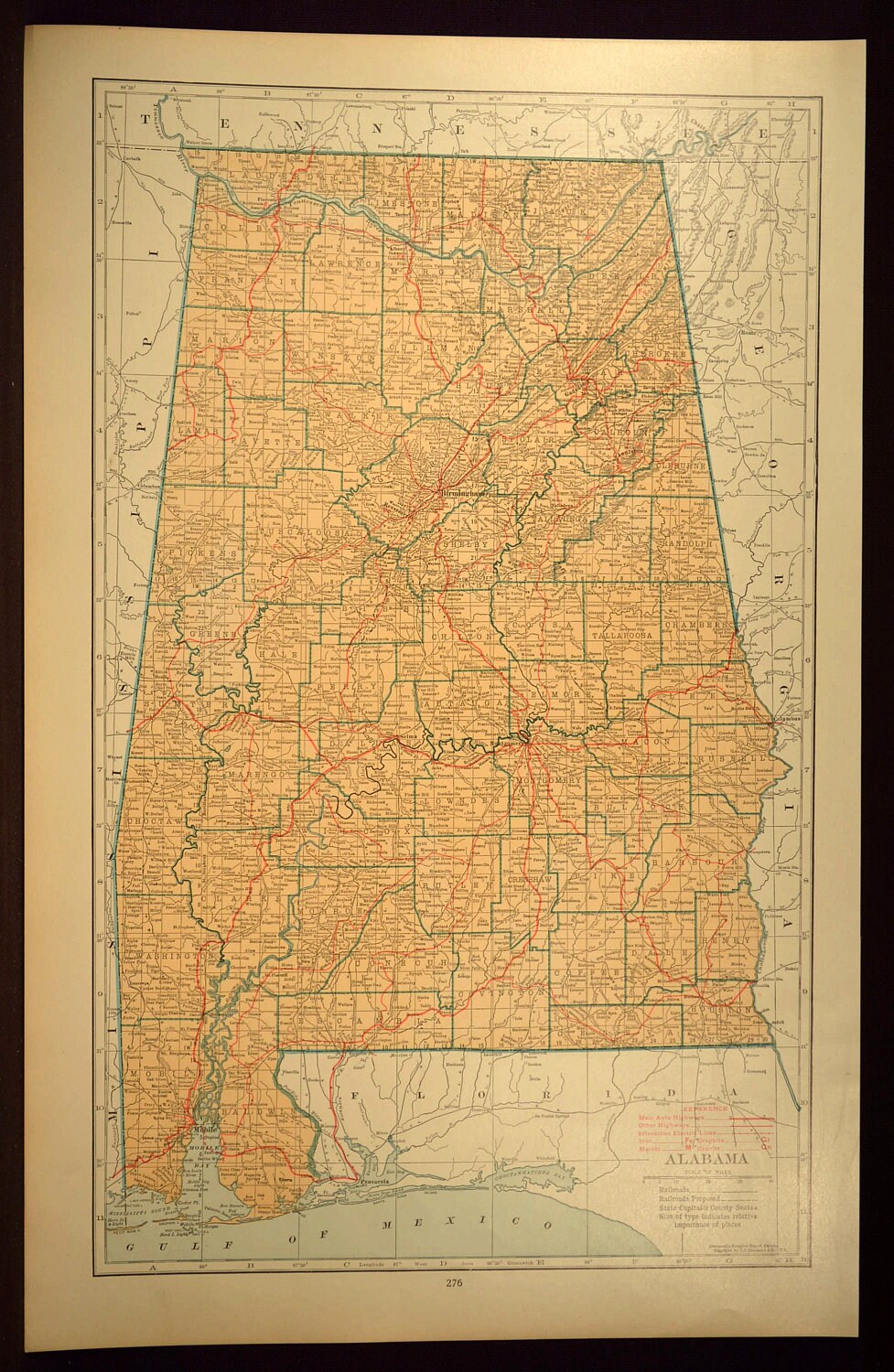 Alabama Wall Art LARGE Alabama Road Map Highway Decor