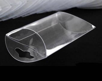 10 Clear Plastic Pillow Box with hang tag