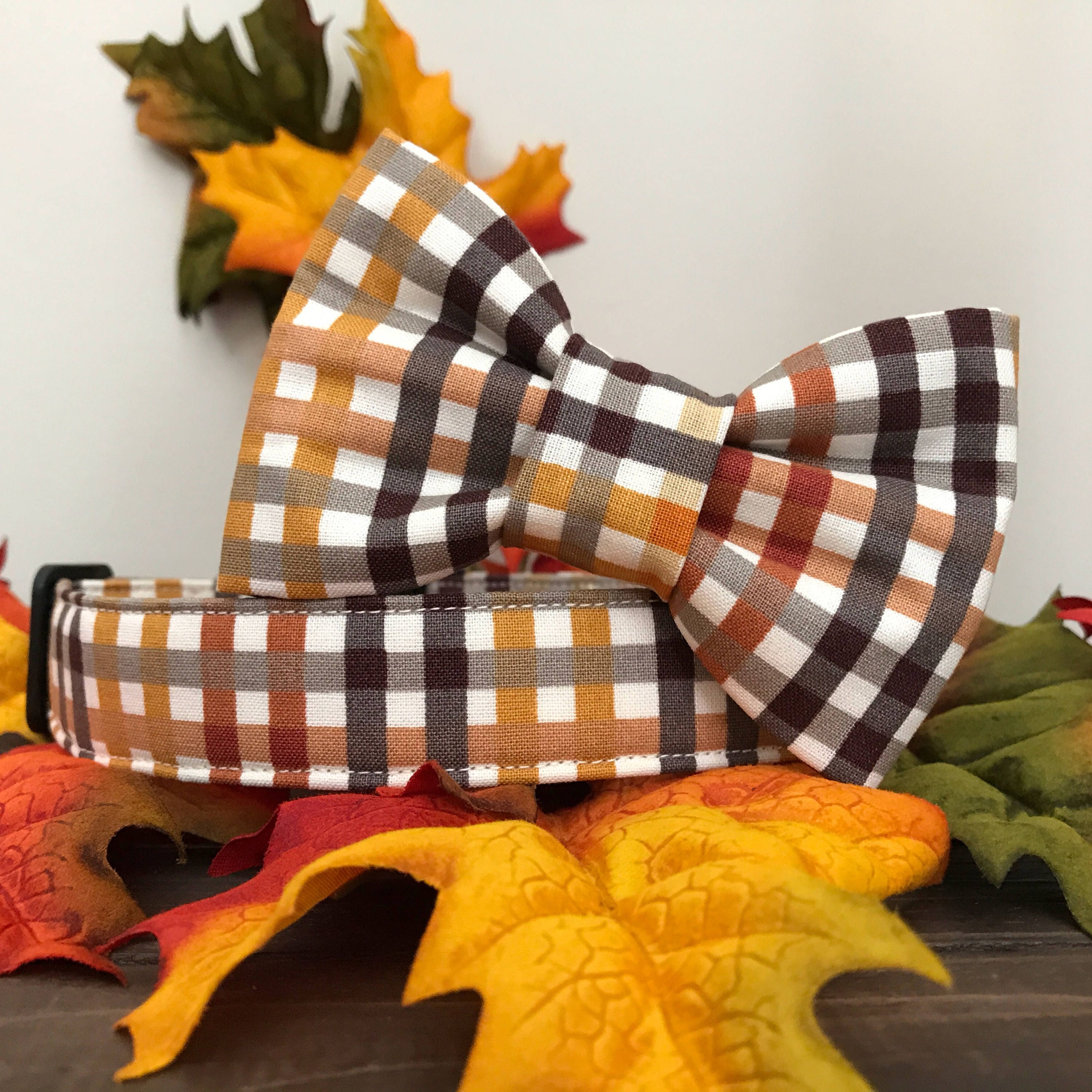 Dog collar fall dog collar yellow dog collar plaid dog
