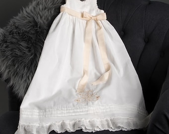 Monogram Cotton Christening Gown, Girls Blessing Gowns & Baptism Outfits, Embroidery Baby Gown