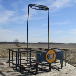 Gas Service Station Oil Can Bottle Wire Rack Carrier Milk Garage Pump e, Rustic Wire Carrier, Bottle Carrier,Service Station Oil Can