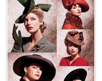 Vogue V7464 Misses' Vintage 1930s and 1940s Style Set of Hats Sewing Pattern