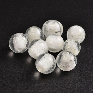 10mm White Beads Glow in the Dark Glass Rounds White 20 beads Neon Green Glowing Beads White Glows Green Glass Rounds
