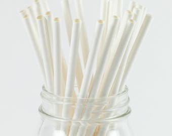 Paper Straws - White Straws - 8 Inches - Perfect for Parties, Events & More - Fast Shipping! Frozen Dessert Supplies