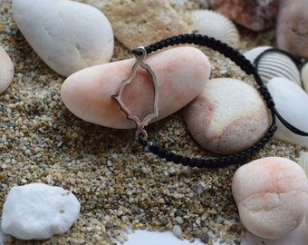 Naxos Island Bracelet - Macrame bracelet - Stainless Steel Charm Bracelet - Micro macrame adjustable bracelet - gift for her