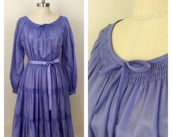 30% Off Sale 70s Ayres by E. Eysen Lavender Boho Peasant Dress, Size Small, Medium or Large