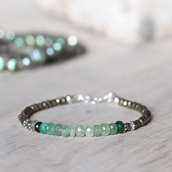 Green Emerald Bracelet - May Birthstone Bracelet