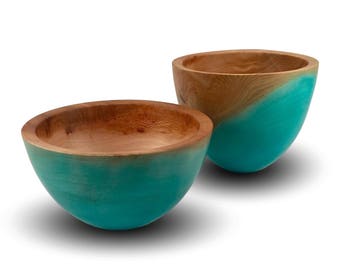 Handmade Wood Bowls - Sycamore Wood Bowl - Blue Carnival - Home Decor