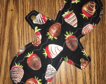 11 inch Moderate reusable cloth pad - chocolate covered strawberries