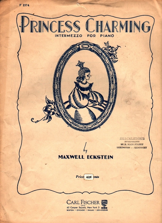Princess Charming Intermezzo for Piano + Maxwell Eckstein + 1933 + Vintage Sheet Music