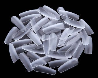 Pack 600pcs Clear Coffin False Nail Tips 12 Sizes Full Cover Acrylic Ultra Thin ABS Material Nail Art Tips