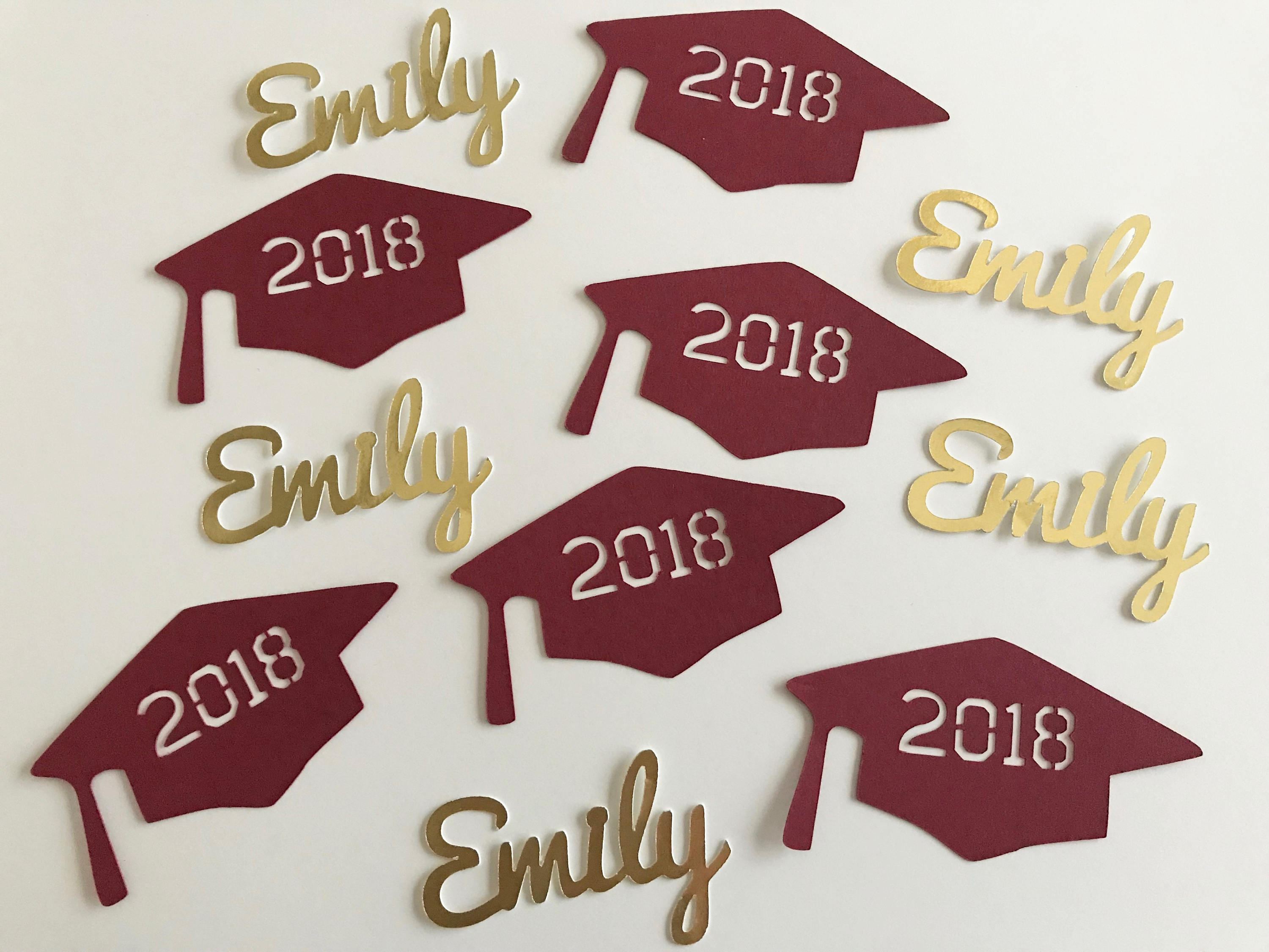 Personalized Graduation Caps and Names Confetti Class of