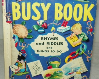 1952 Rand McNally Elf Book The Busy Book Rhymes and Riddles and Things to Do