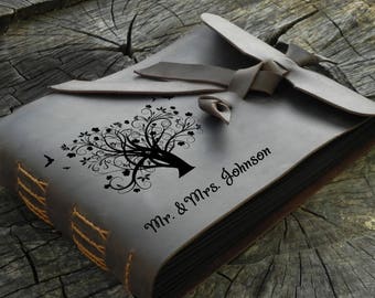 Leather photo album/Free engraving photo album/Leather memory book/Handmade wedding photo album/Black pages album/A5 photo album