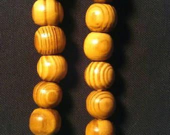 Wood Beaded Pierced Earrings